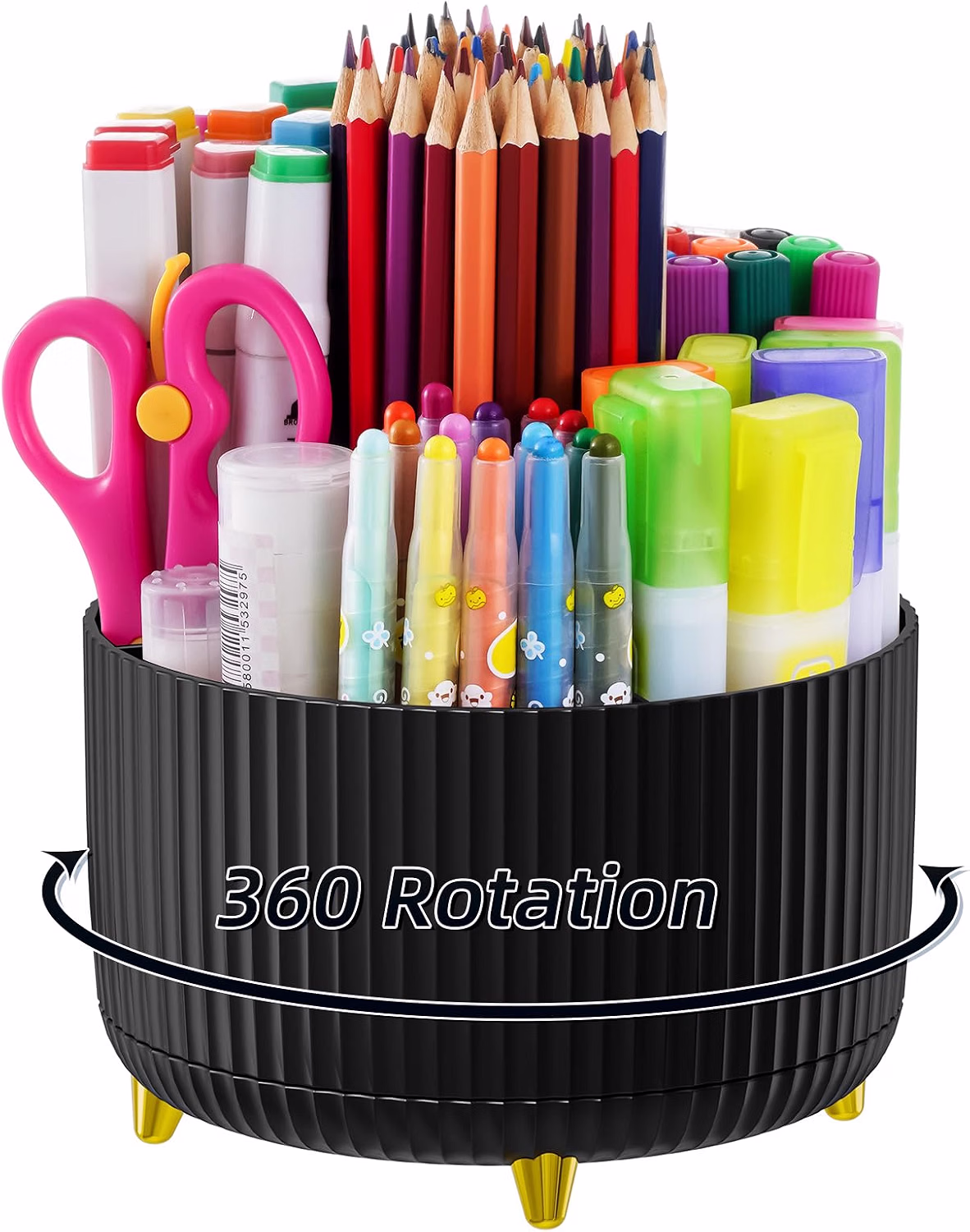 Black Marbrasse 5-compartment rotating organizer