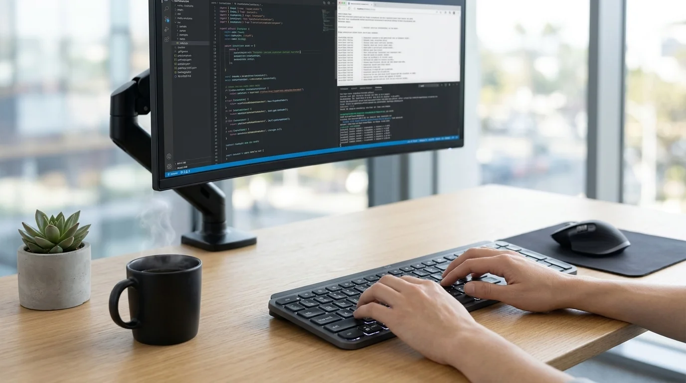 Professional workspace setup with Logitech MX Keys S